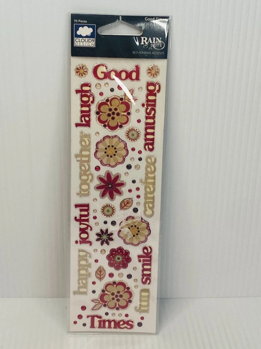 Cloud 9 Design Stickers Rain Dots Self Adhesive WORDS Good Laugh Times Together